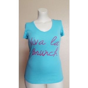 2/$40 PJ SALVAGE Pajamas Blue V-Neck Shirt Top S